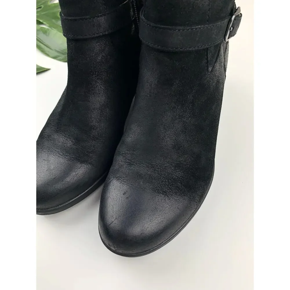 Dansko Cagney Ankle Boots Black Burnished Leather Booties Women's 37 US 6.5 7
